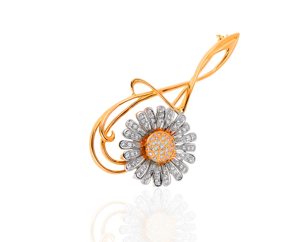 Шикарная золотая брошь с бриллиантами 0.73ct 310719/10