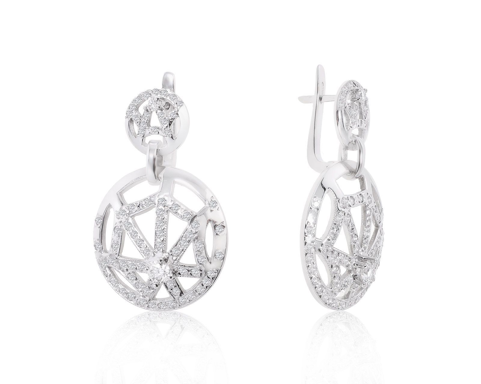 Стильные золотые серьги с бриллиантами 1.24ct 100822/7 Стильные золотые серьги с бриллиантами 1.24ct 100822/7