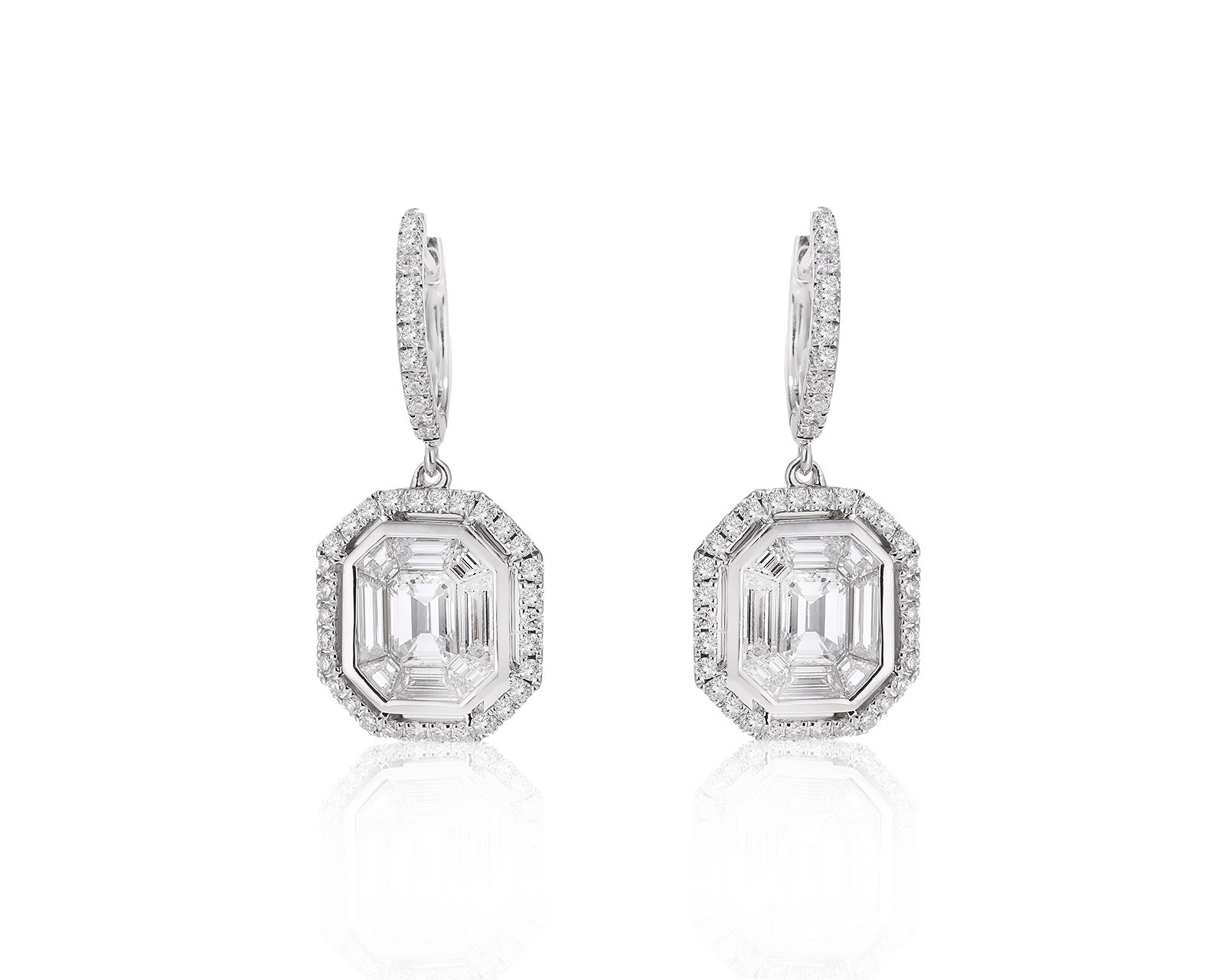 Завораживающие золотые серьги с бриллиантами 2.30ct