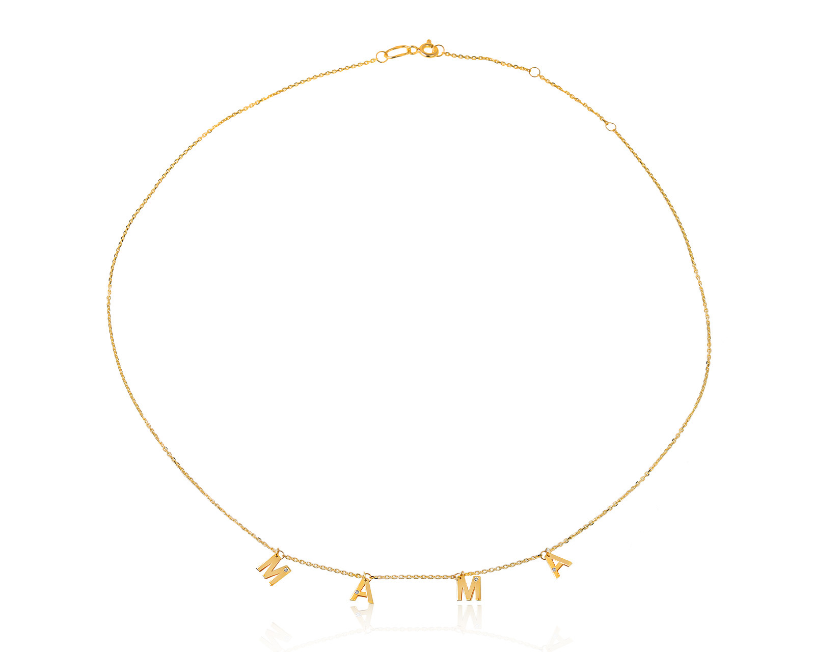 Женственное золотое колье с бриллиантами 0.02ct "Мама"