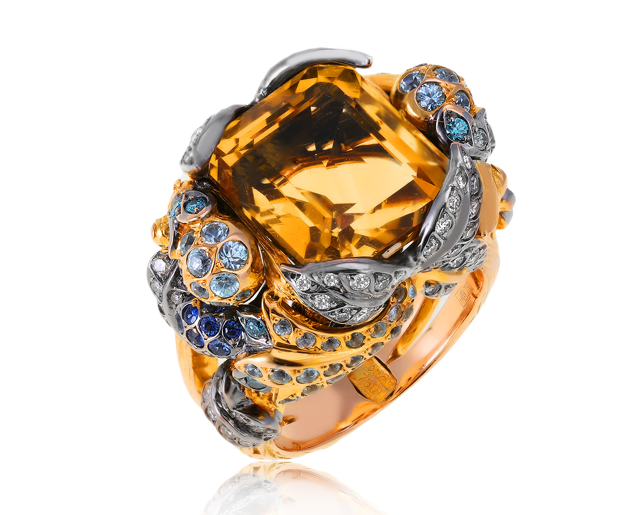 Оригинальное золотое кольцо с цитрином 9.79ct Zorab