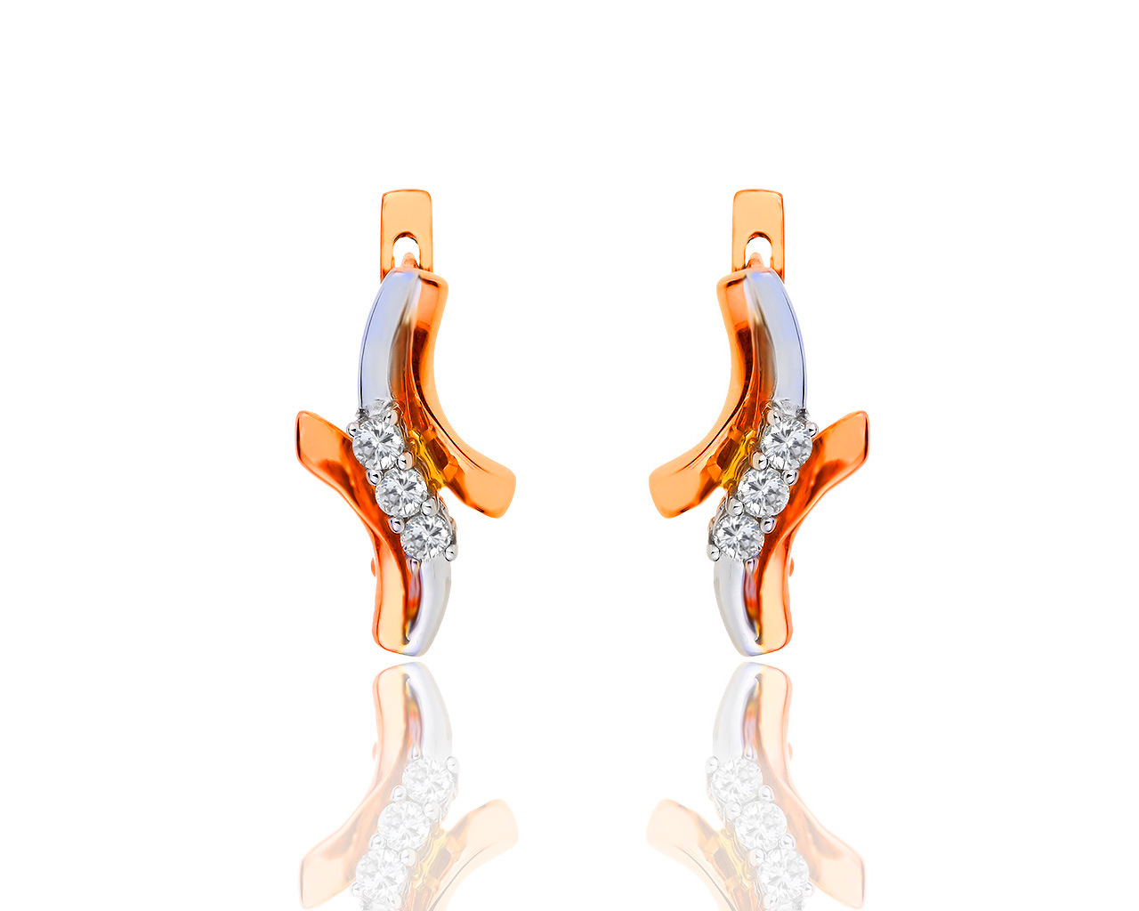 Золотые серьги с бриллиантами 0.18ct 100418/10 Золотые серьги с бриллиантами 0.18ct 100418/10