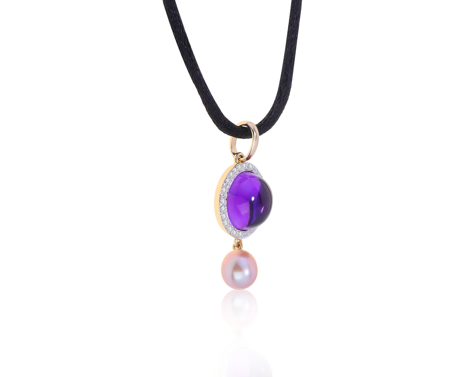 Оригинальный золотой кулон с аметистом 5.21ct 