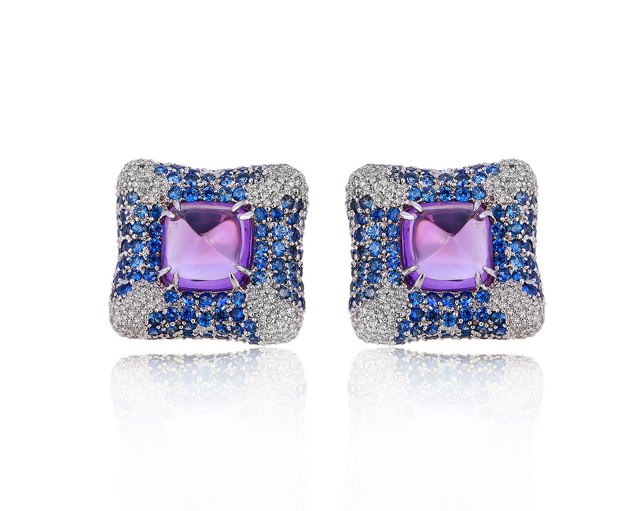 Великолепные золотые серьги с аметистами 12.86ct 180719/12 Великолепные золотые серьги с аметистами 12.86ct 180719/12
