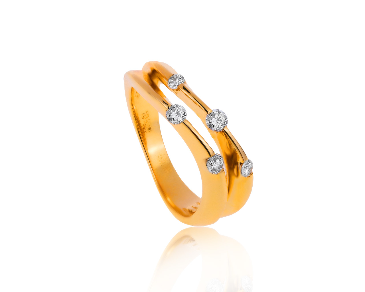 Оригинальное золотое кольцо с бриллиантами 0.25ct Mamiko