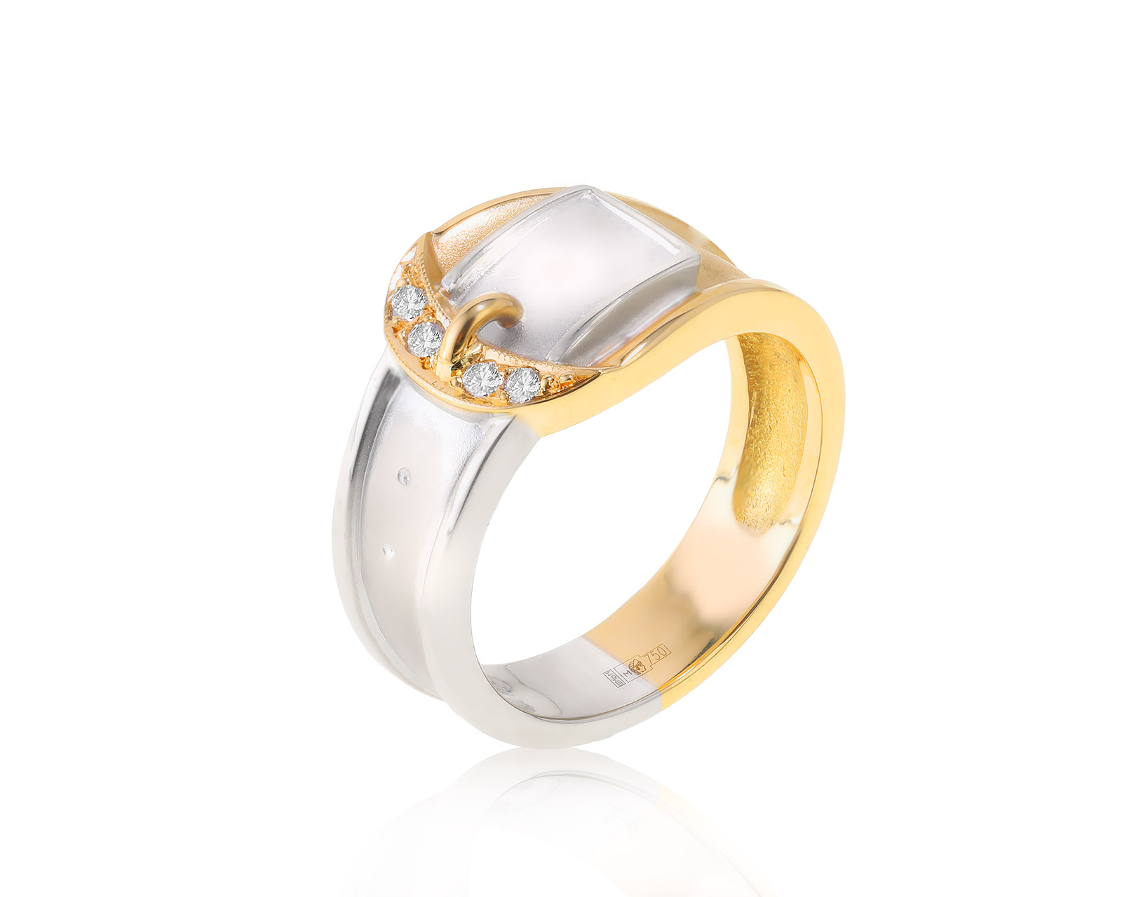 Стильное золотое кольцо с бриллиантами 0.07ct 281022/3