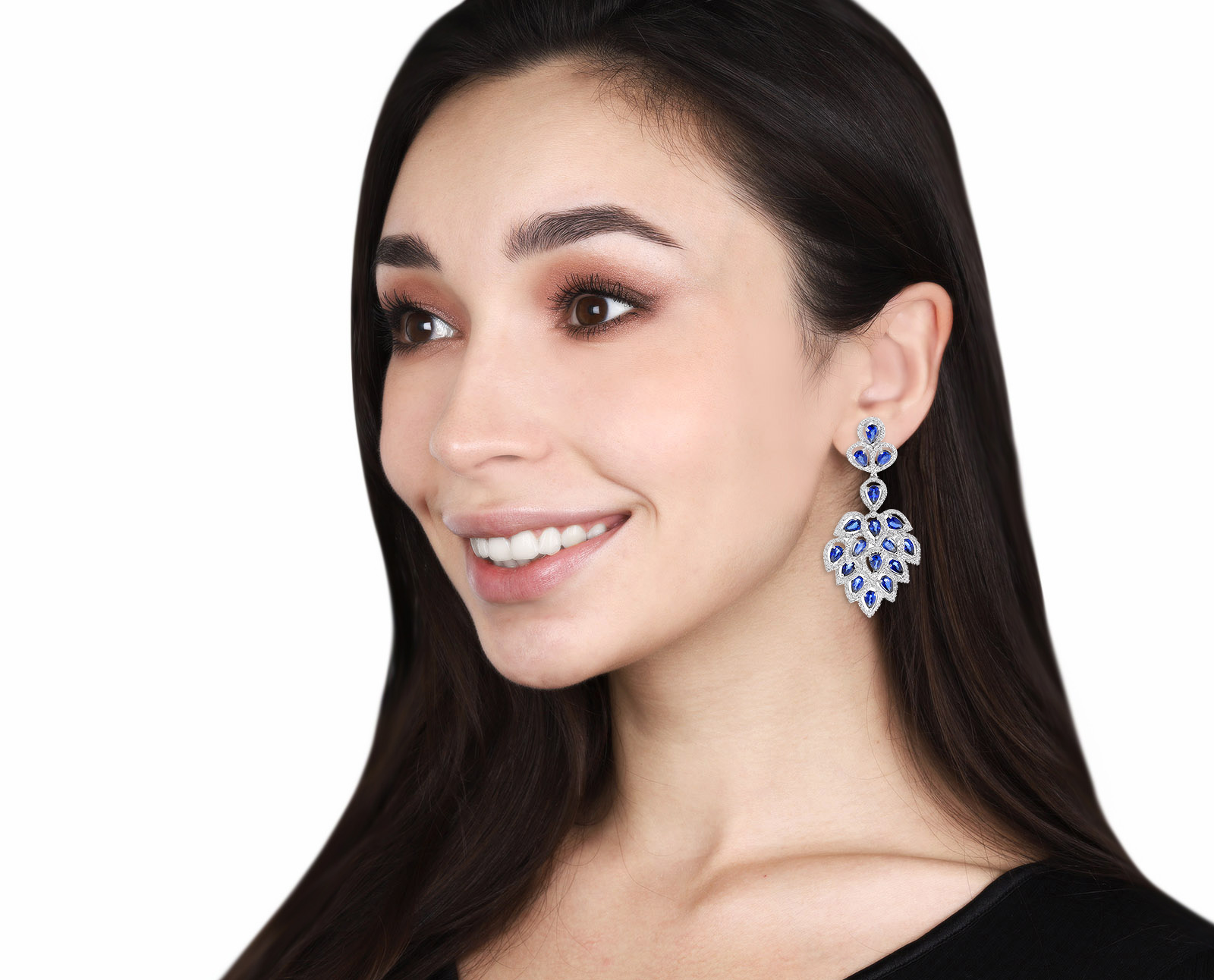 Золотые серьги с сапфирами 9.18ct