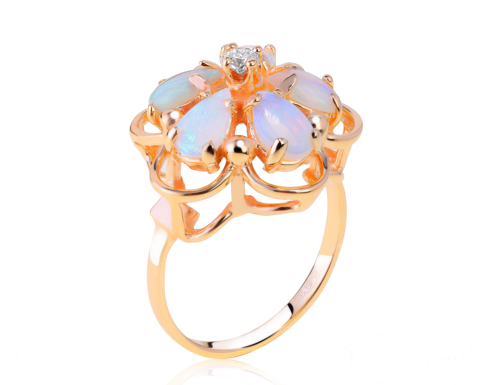 Красивое золотое кольцо с опалами 1.02ct 150721/3