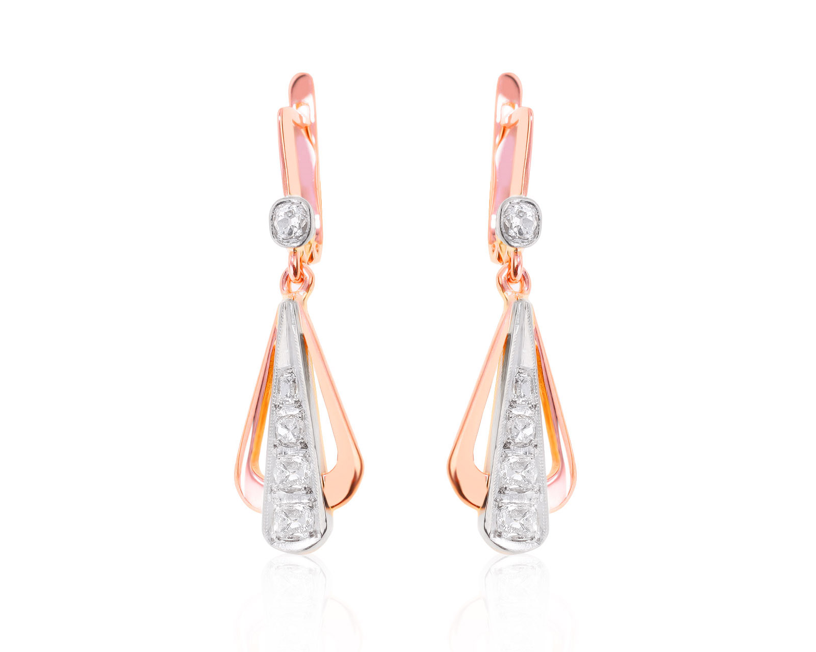 Богатые золотые серьги с бриллиантами 1.26ct СССР 161221/3