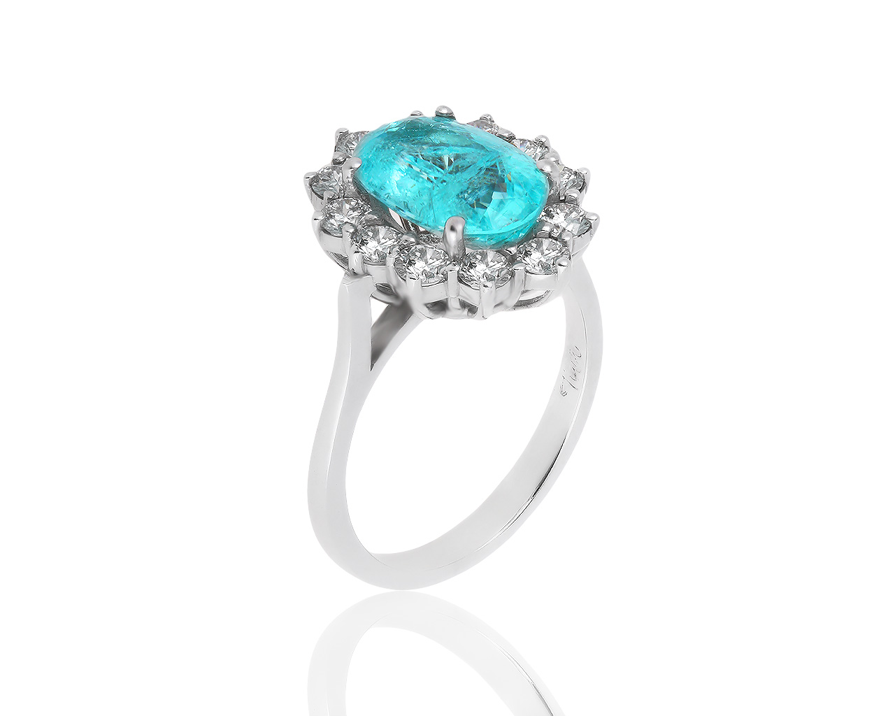 Золотое кольцо с бриллиантами и редким турмалином параиба 2.60ct 310819/3