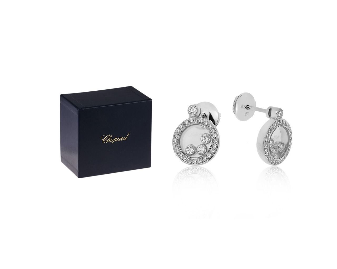 Оригинальные золотые серьги с бриллиантами 0.72ct Chopard