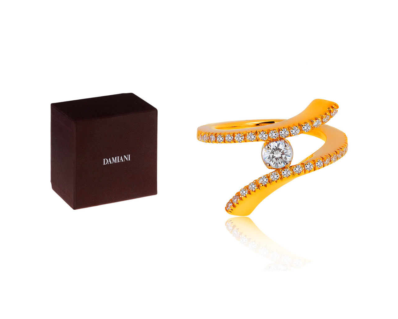 Оригинальное золотое кольцо с бриллиантами 0.44ct Damiani Eden