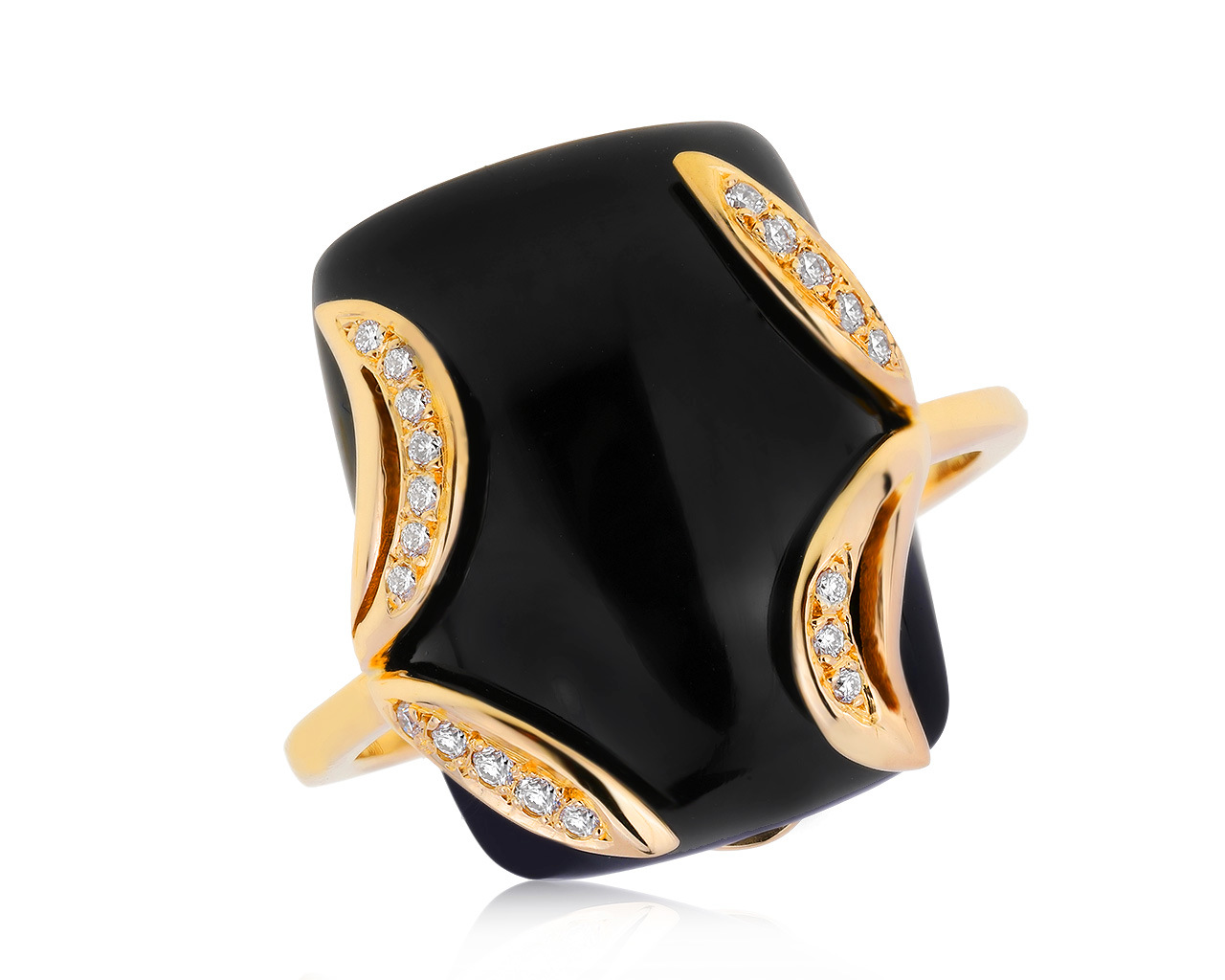 Изысканное золотое кольцо с ониксом 10.33ct