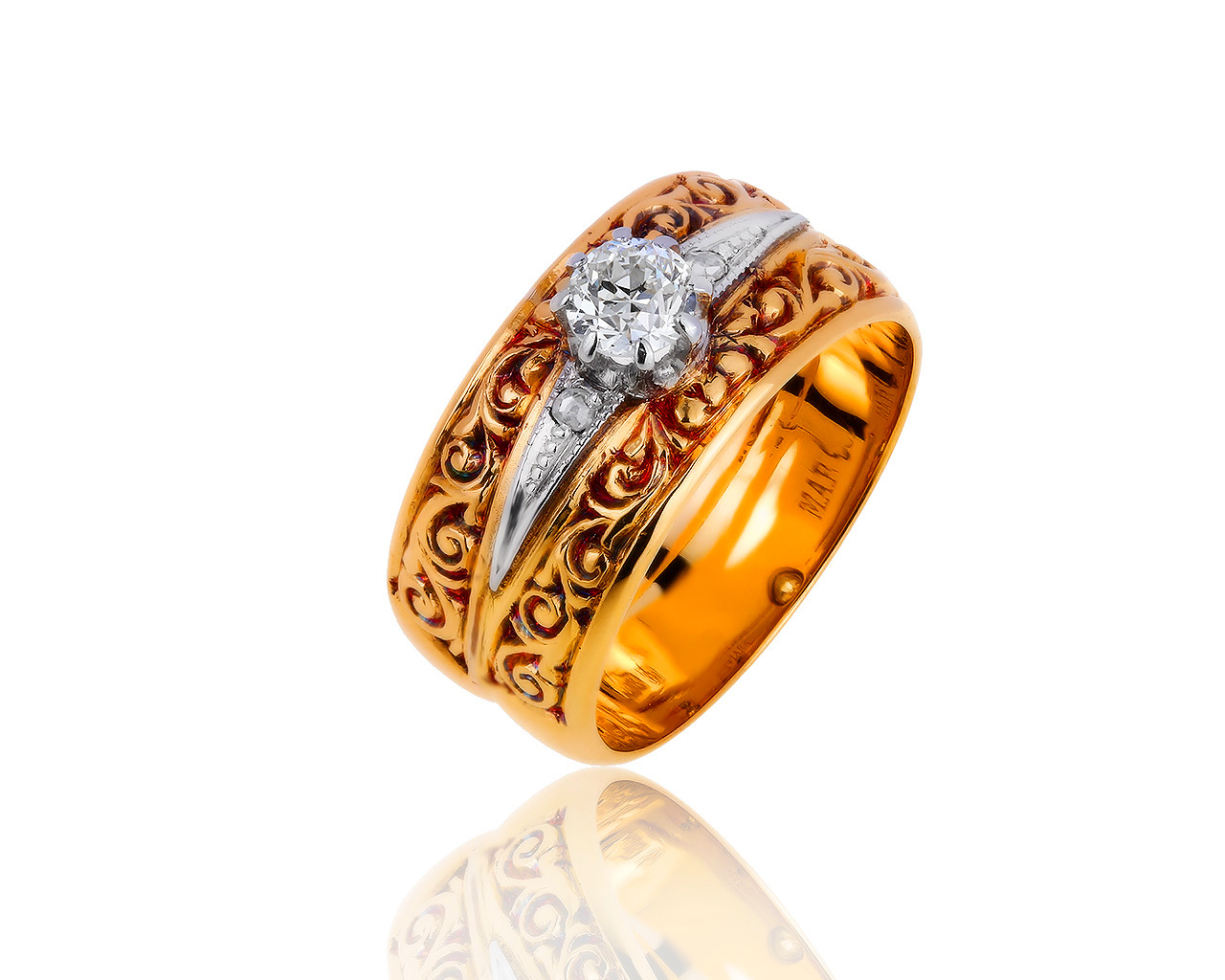 Элегантное золотое кольцо с бриллиантом 0.31ct СССР