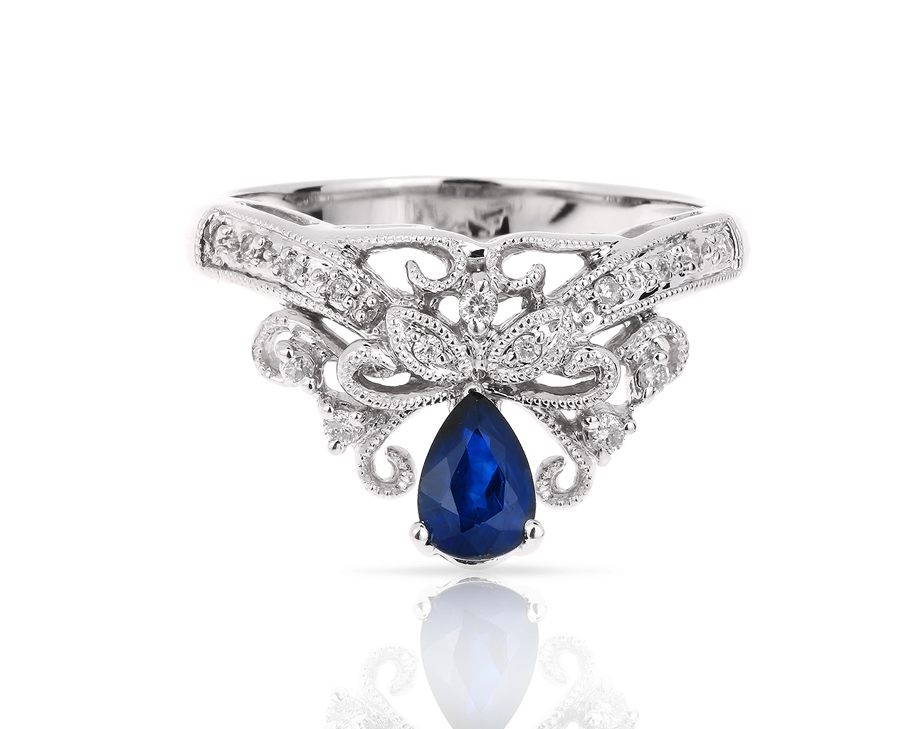 Золотое кольцо с бриллиантами и сапфиром 0.51ct 150518/6