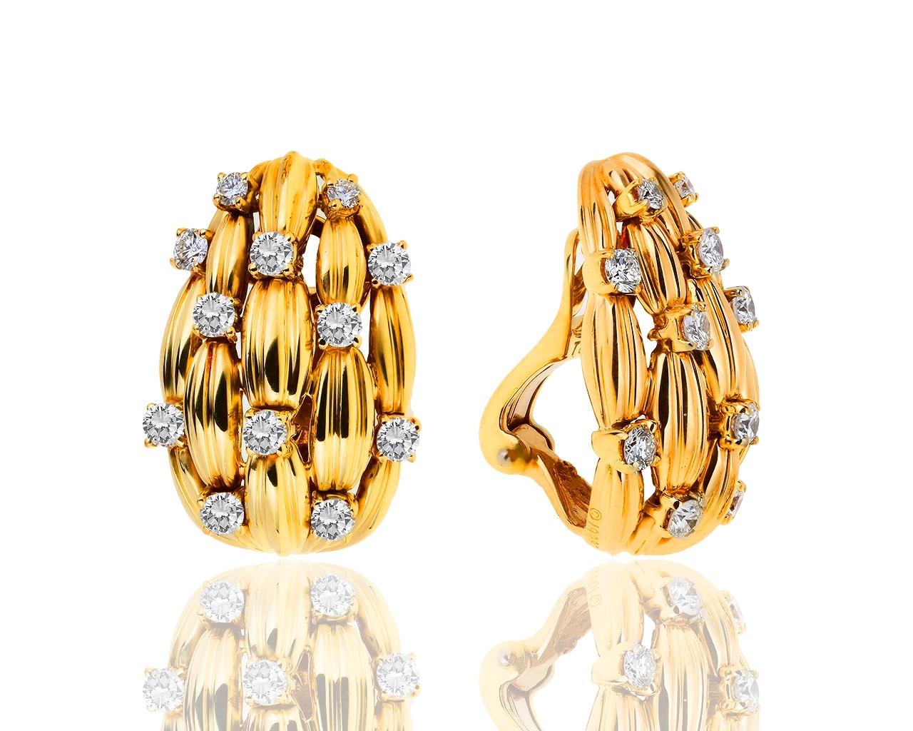 Золотые серьги с бриллиантами 2.00ct Tiffany&Co Signature