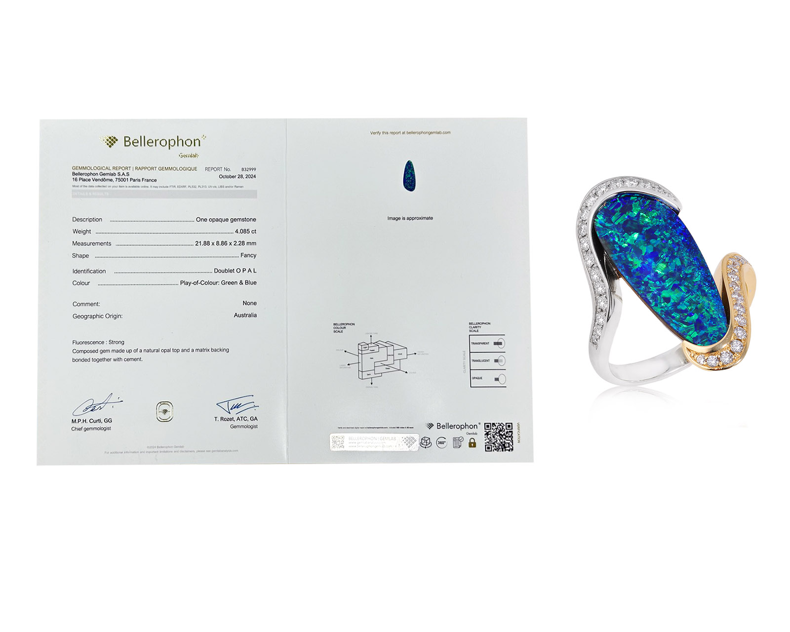 Золотое кольцо с опалом Австралия 4.08ct Evgeny Matveev