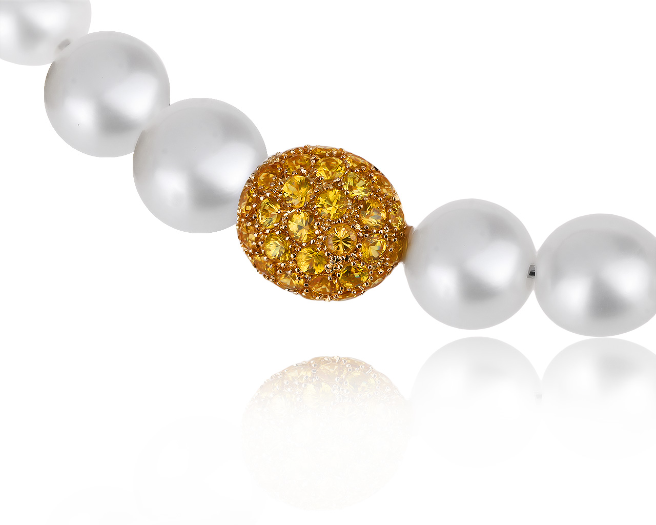 Великолепное золотое колье с жемчугом 10.00 мм 190919/6