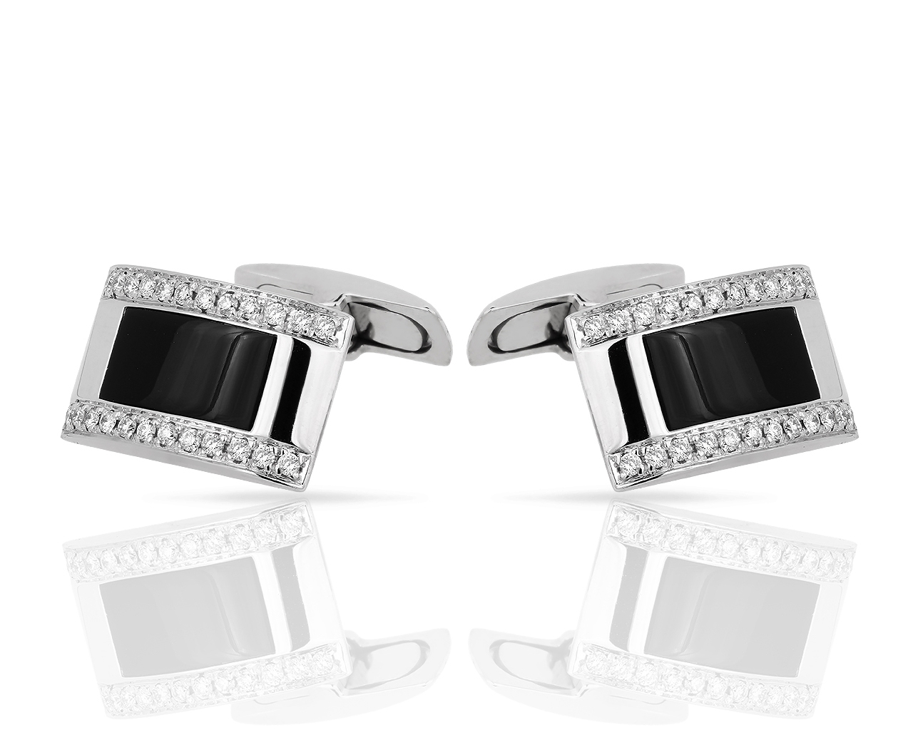 Золотые запонки с ониксом и бриллиантами 0.50ct Giorgio Visconti Золотые запонки с ониксом и бриллиантами 0.50ct Giorgio Visconti