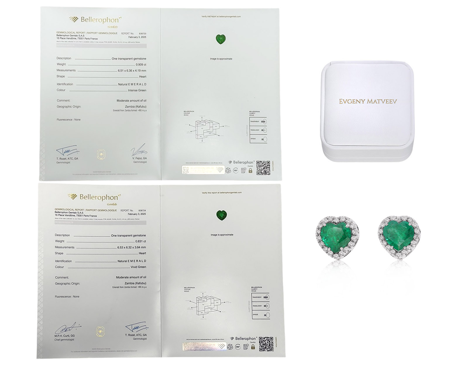 Золотые серьги с изумрудами Замбия 1.73ct Evgeny Matveev