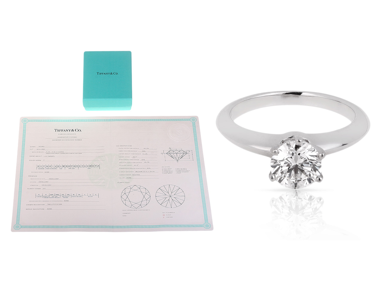 Платиновое кольцо с бриллиантом 1.01ct Tiffany&Co