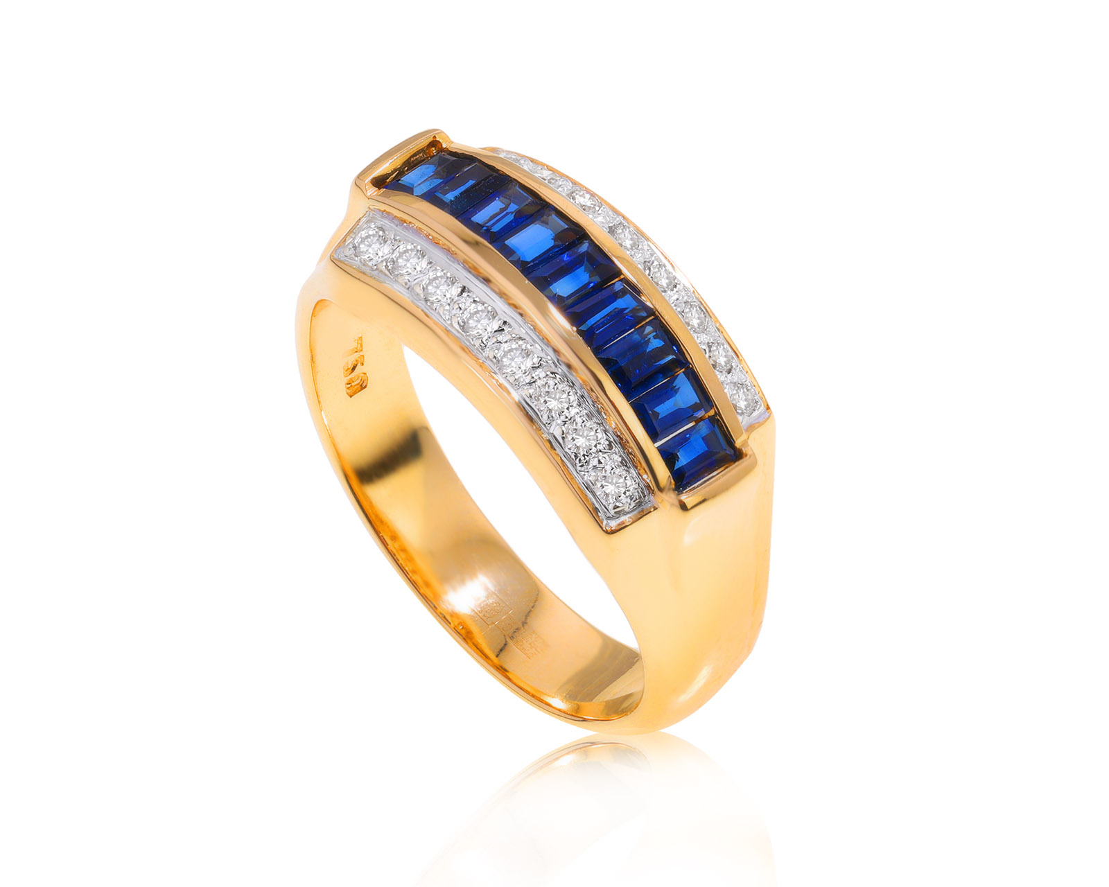 Золотое кольцо с сапфирами 0.81ct и бриллиантами 0.16ct