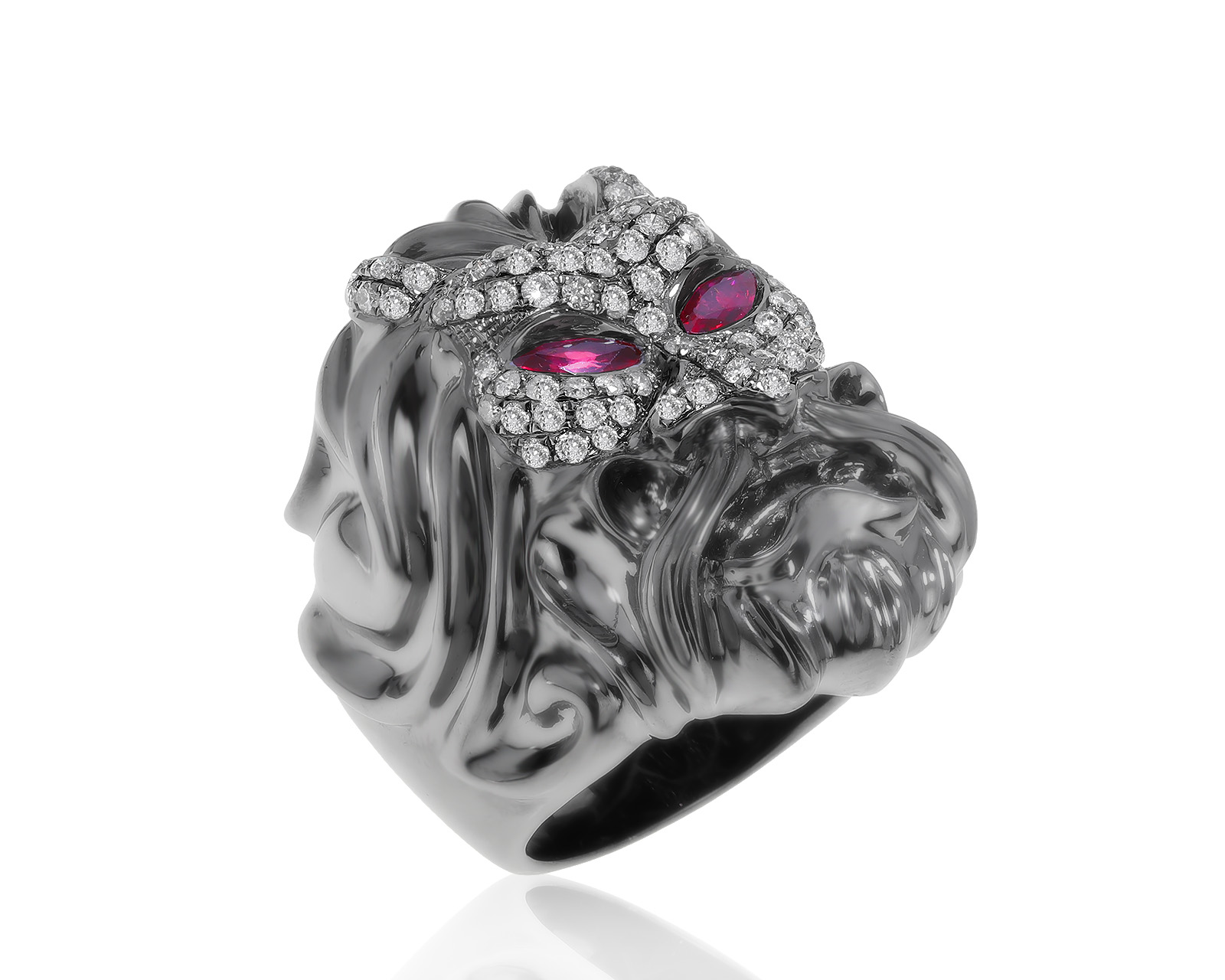 Стильное золотое кольцо с рубинами 0.45ct 300322/11