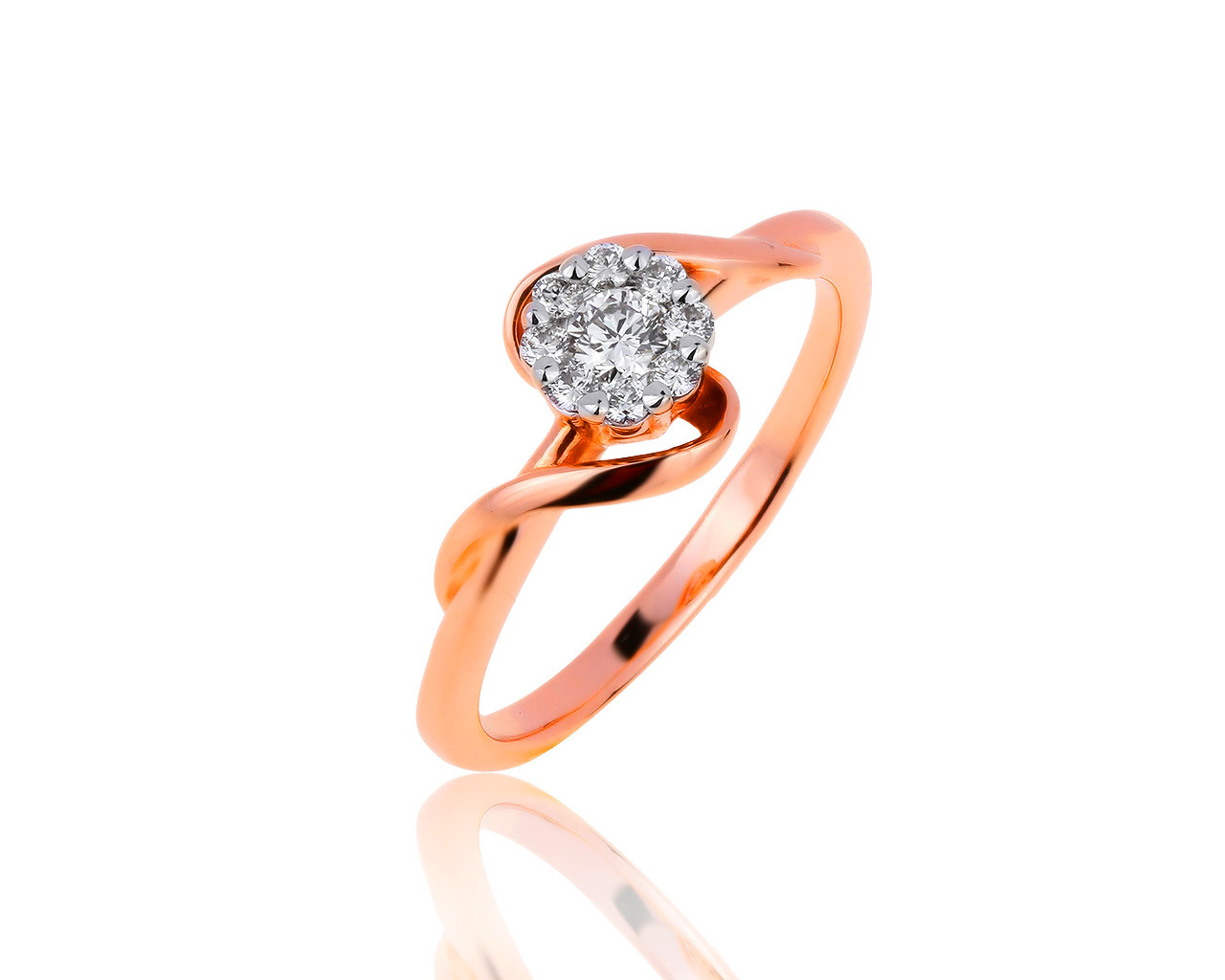 Престижное золотое кольцо с бриллиантами 0.22ct 111219/4