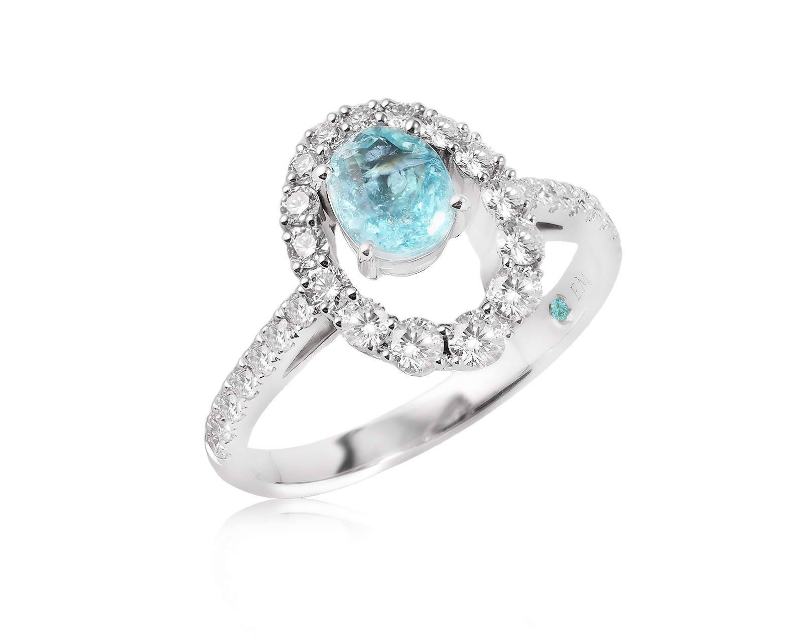 Золотое кольцо с турмалином параиба Мозамбик 0.67ct Evgeny Matveev 020426/Б281