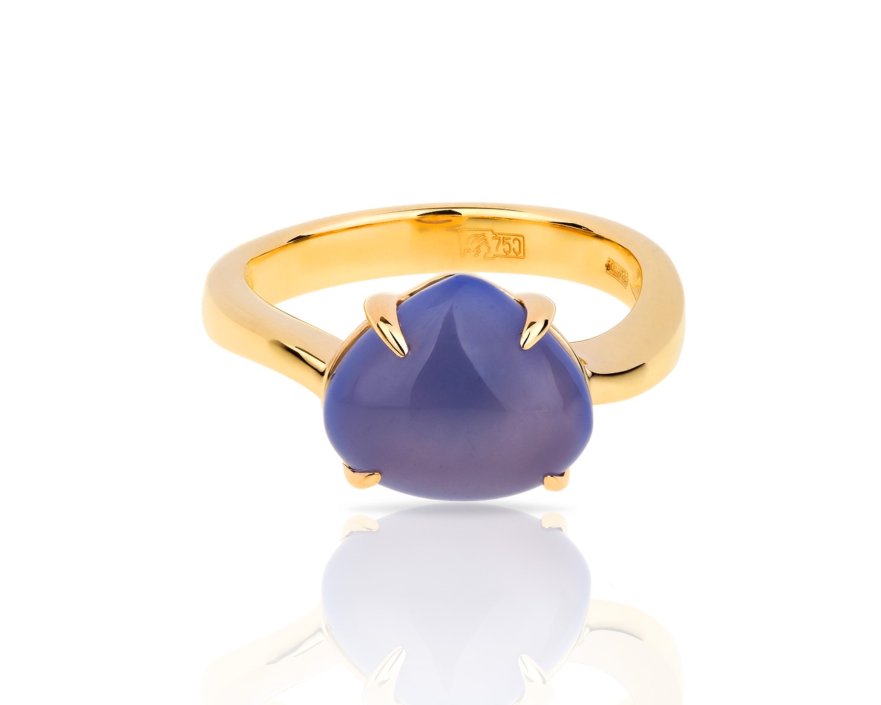 Золотое кольцо с голубым халцедоном Bvlgari Sassi 020318/30