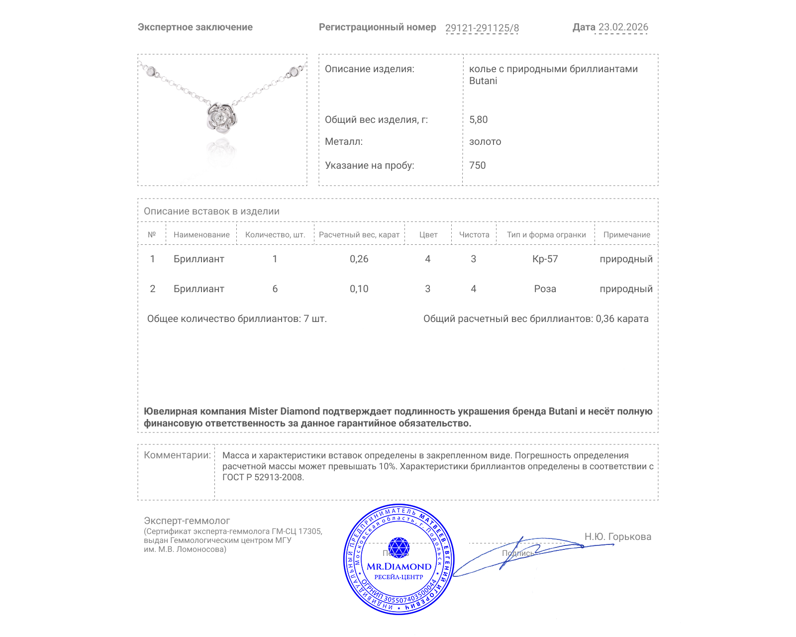 Оригинальное золотое колье с бриллиантами 0.36ct Butani
