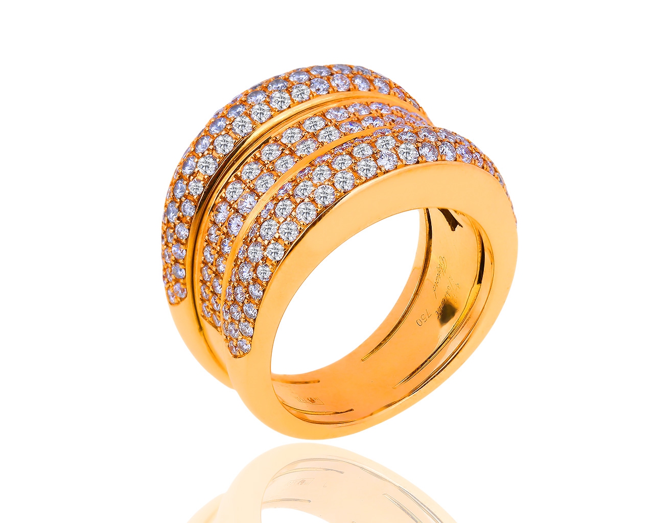 Оригинальное золотое кольцо с бриллиантами 2.10ct Chopard La Strada