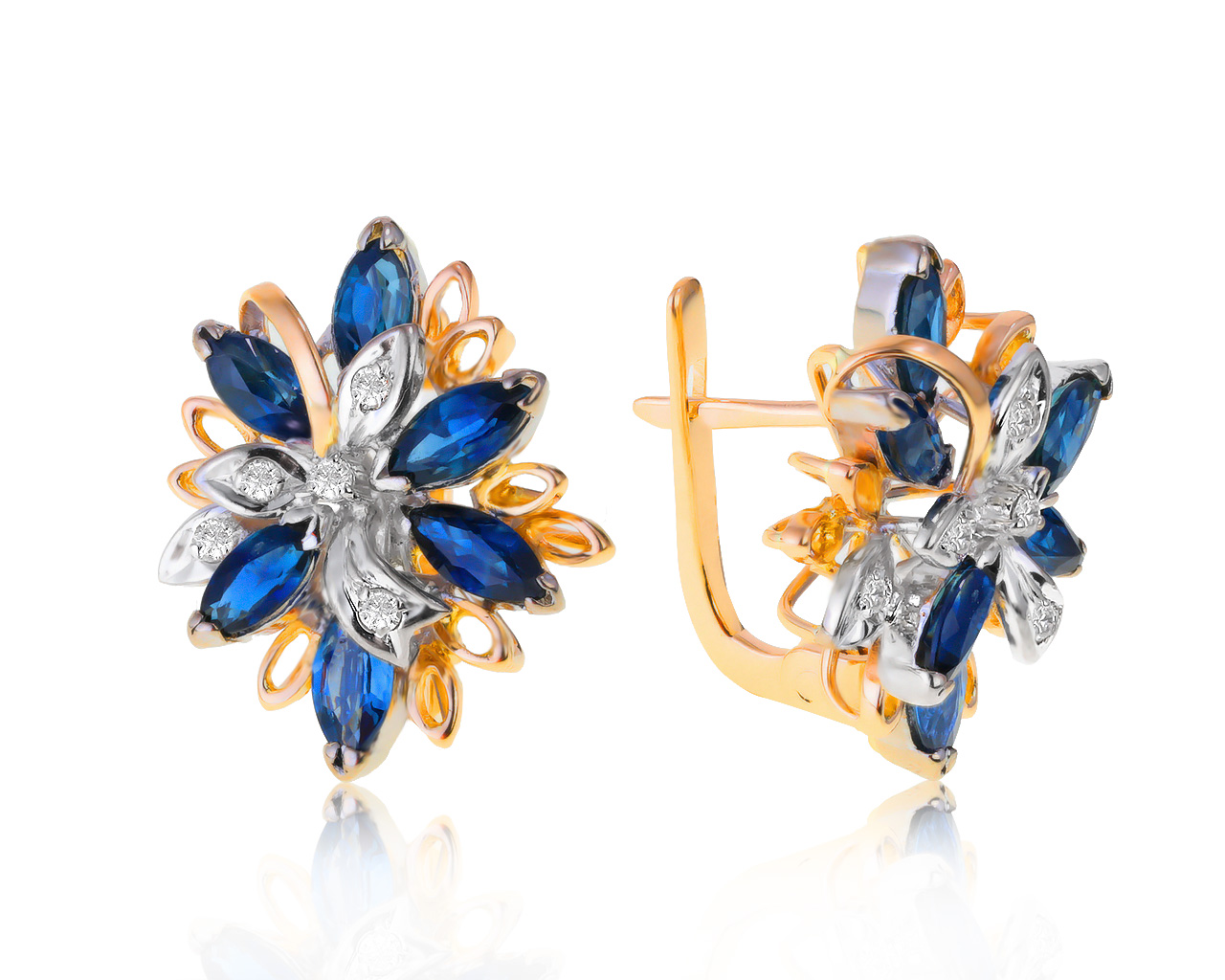 Великолепные золотые серьги с сапфирами 2.76ct 220421/4