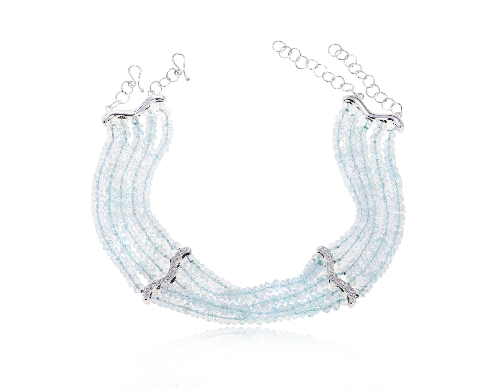Оригинальное золотое колье чокер с аквамаринами 270.00ct Antonini 100226/1