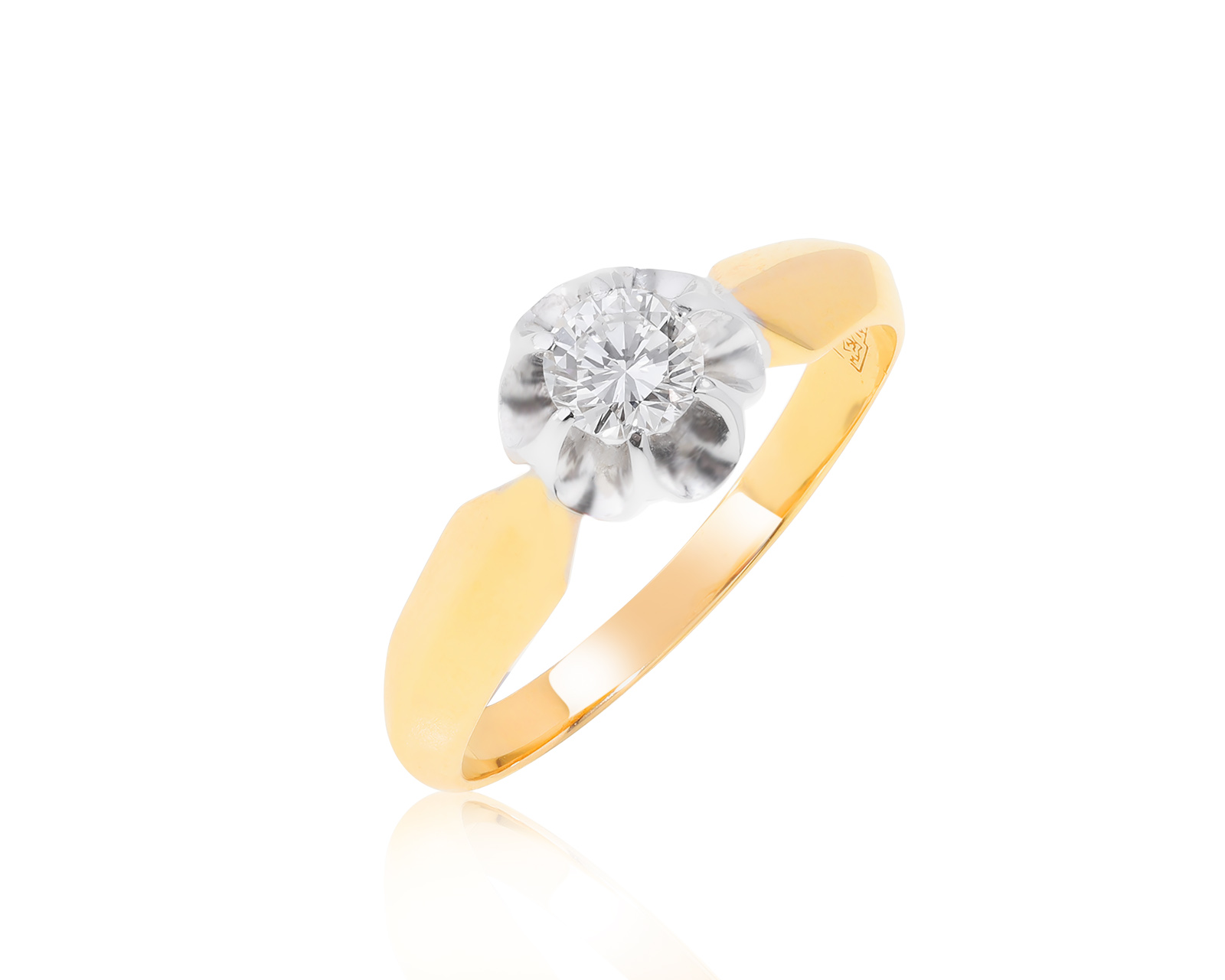 Винтажное золотое кольцо с бриллиантом 0.37ct СССР