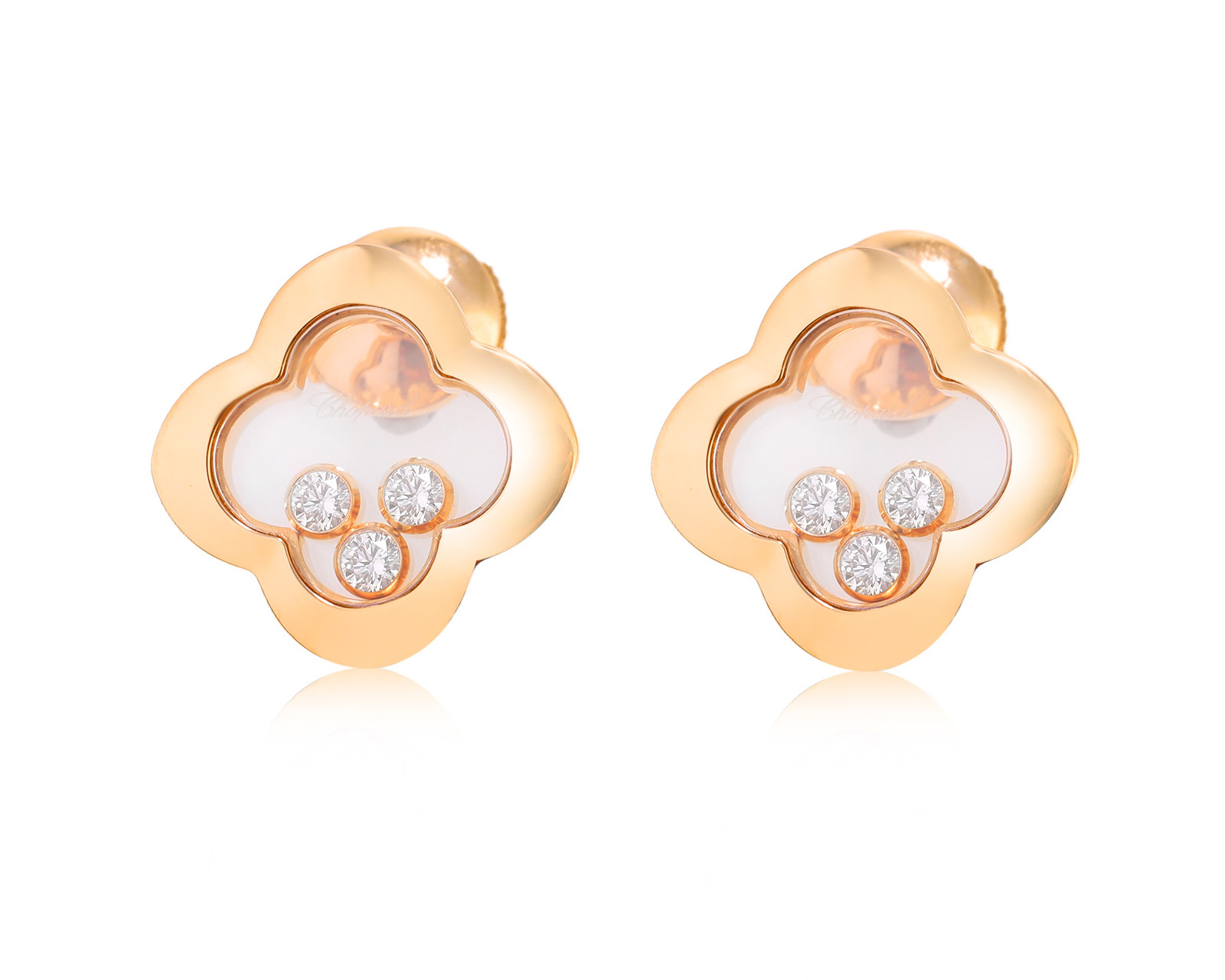 Оригинальные золотые серьги Chopard Happy Diamonds 210425/1