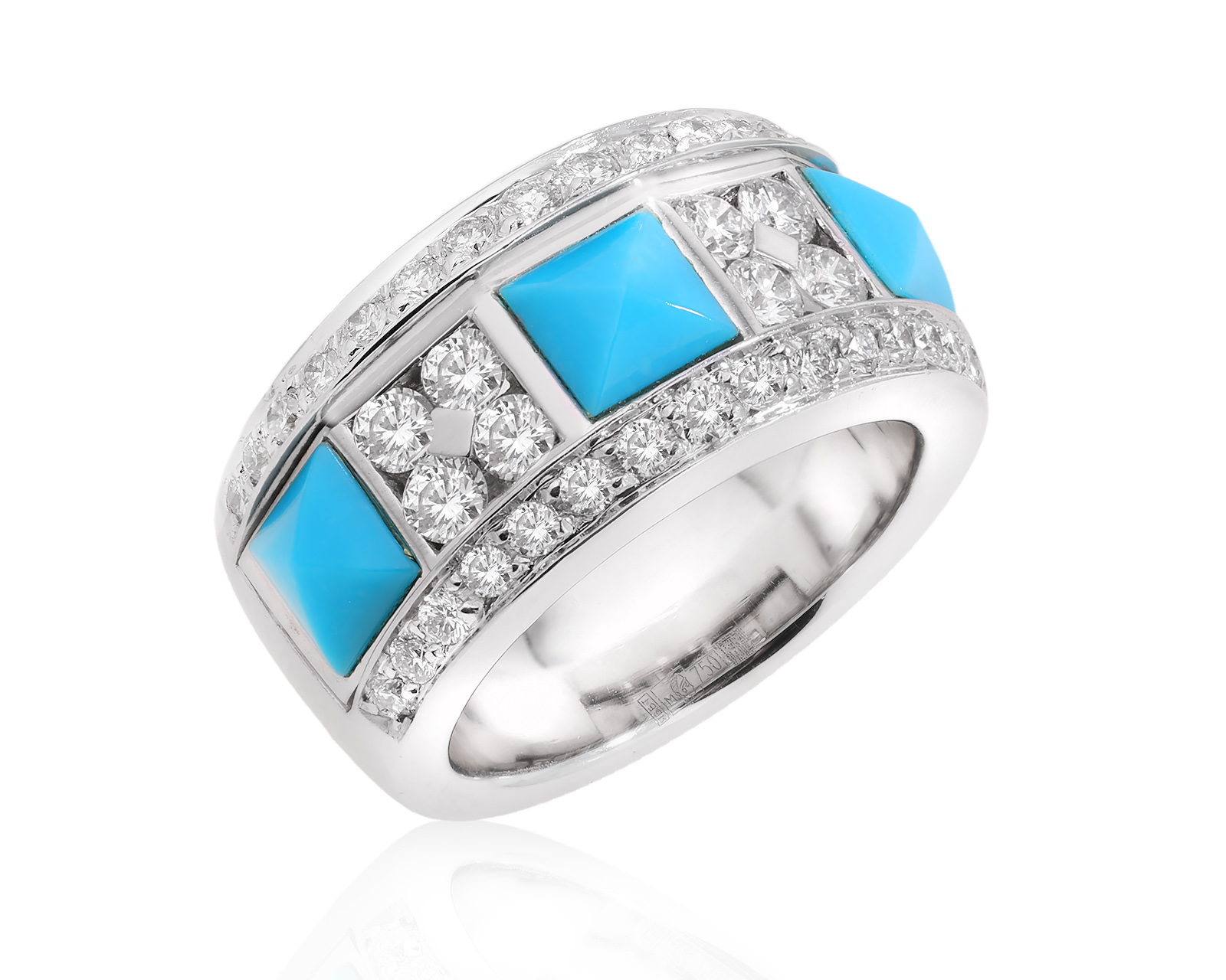 Оригинальное золотое кольцо с бирюзой 0.75ct Picchiotti 010925/1