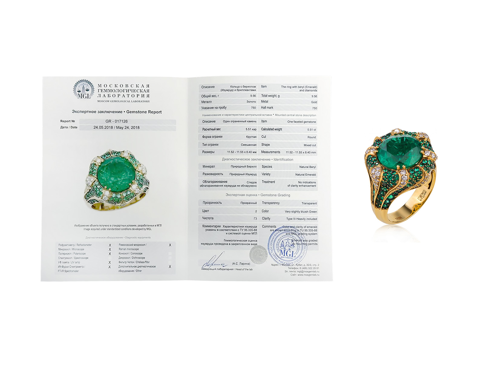 Оригинальное золотое кольцо с изумрудами 6.92ct Lykov`s Jewellery
