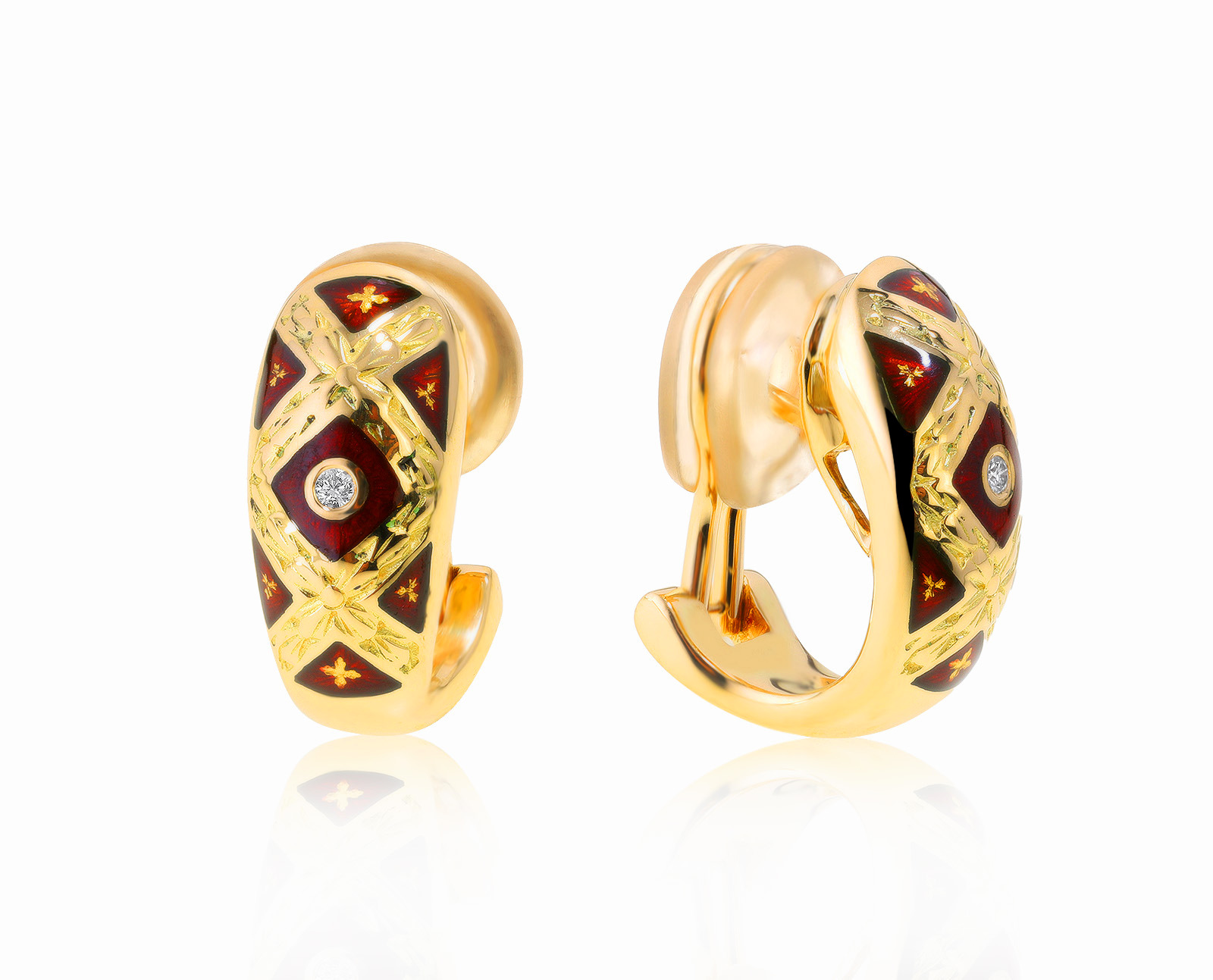 Оригинальные золотые серьги с бриллиантами 0.03ct Faberge 060921/2