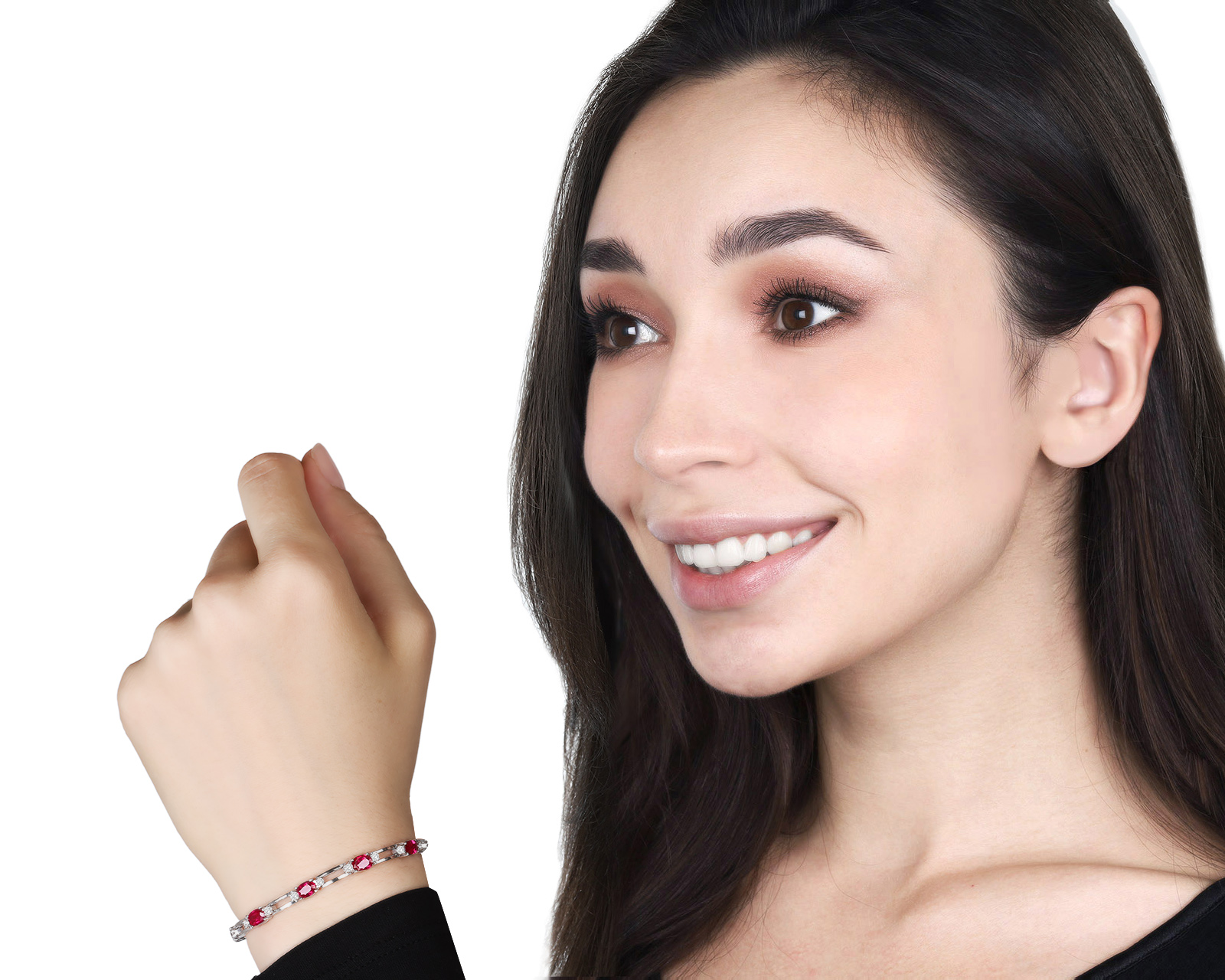 Золотой браслет с рубинами 6.71ct и бриллиантами 0.60ct