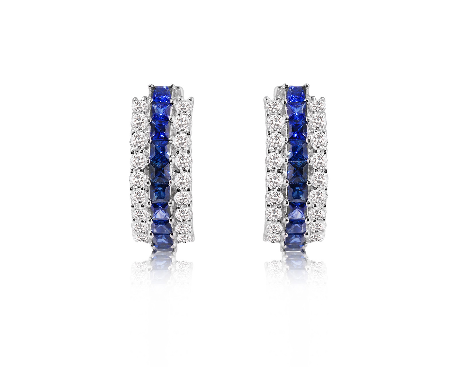 Золотые серьги с сапфирами 1.20ct и бриллиантами 0.90ct 010925/4