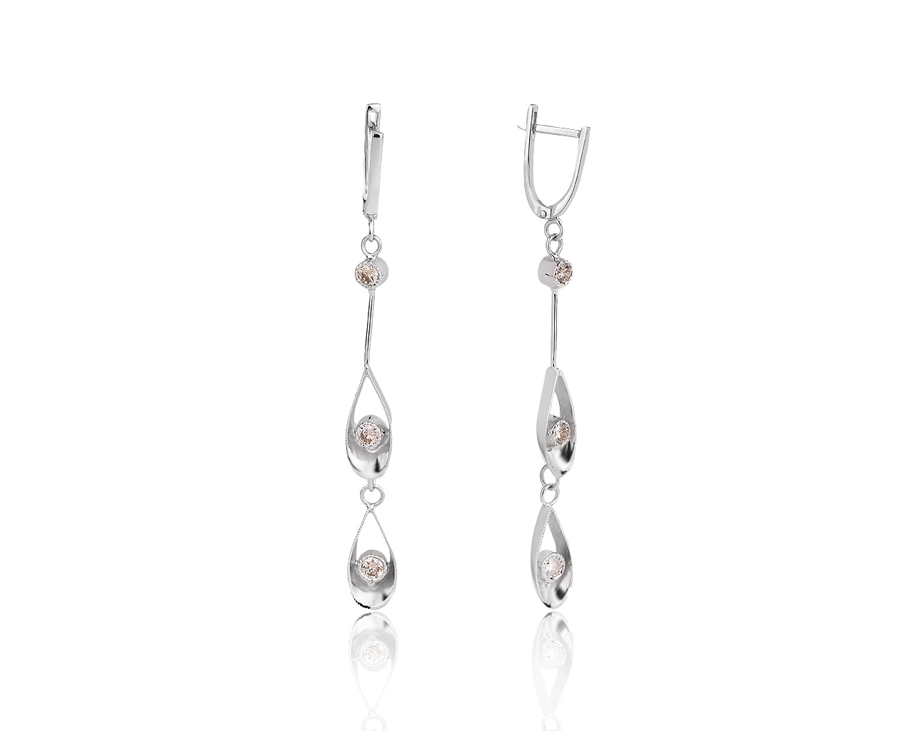 Модные золотые серьги с бриллиантами 0.84ct