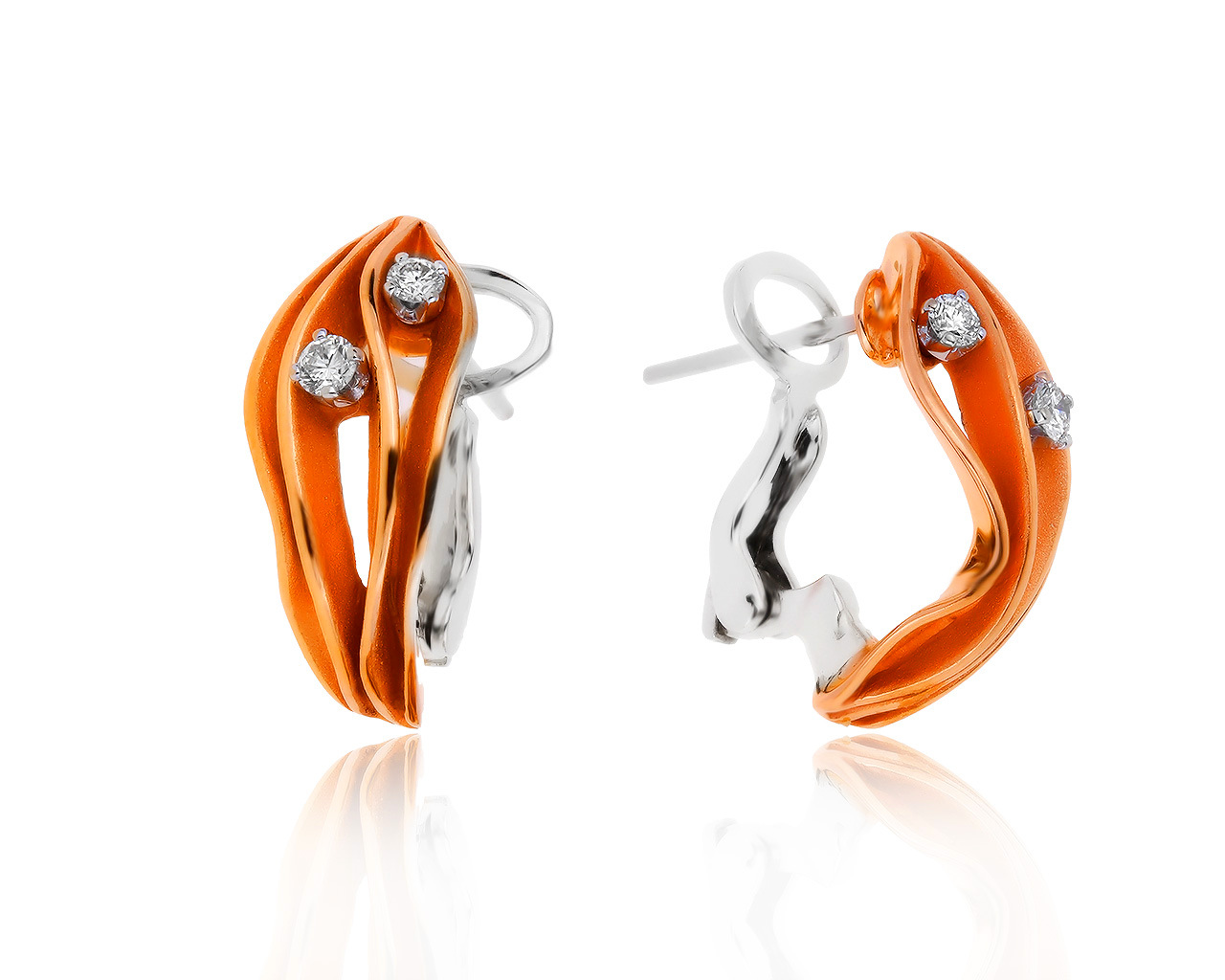 Оригинальные золотые серьги с бриллиантами 0.24ct Annamaria Cammilli