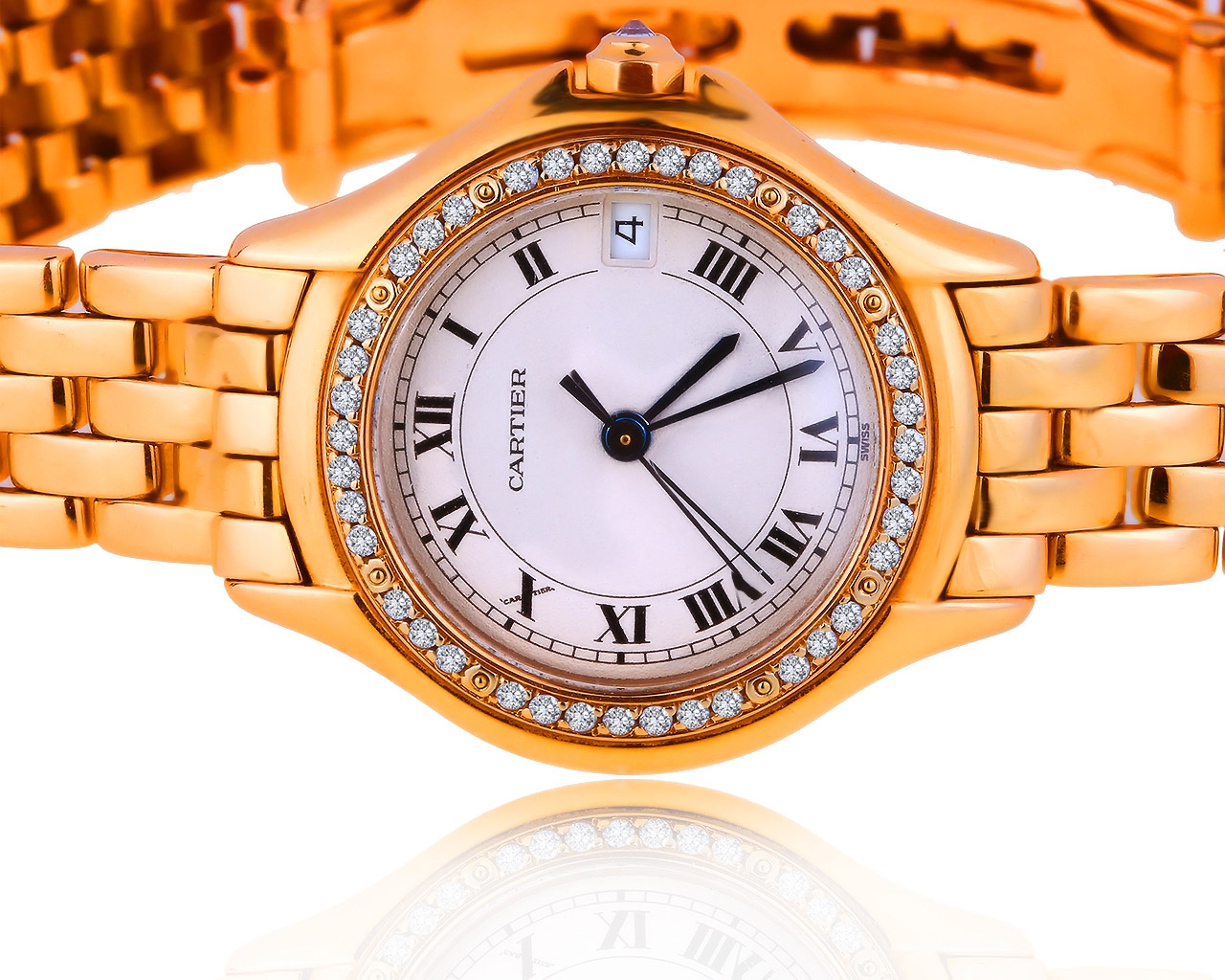 Оригинальные золотые часы с бриллиантами 0.32ct Cartier