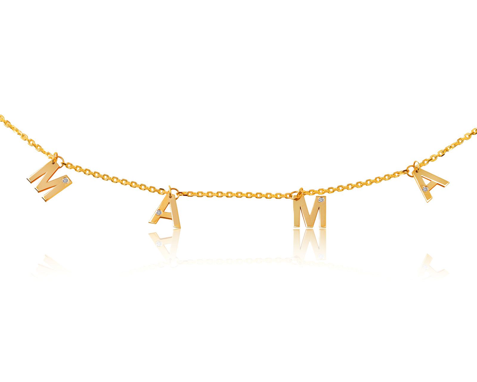 Женственное золотое колье с бриллиантами 0.02ct "Мама" 000000/26