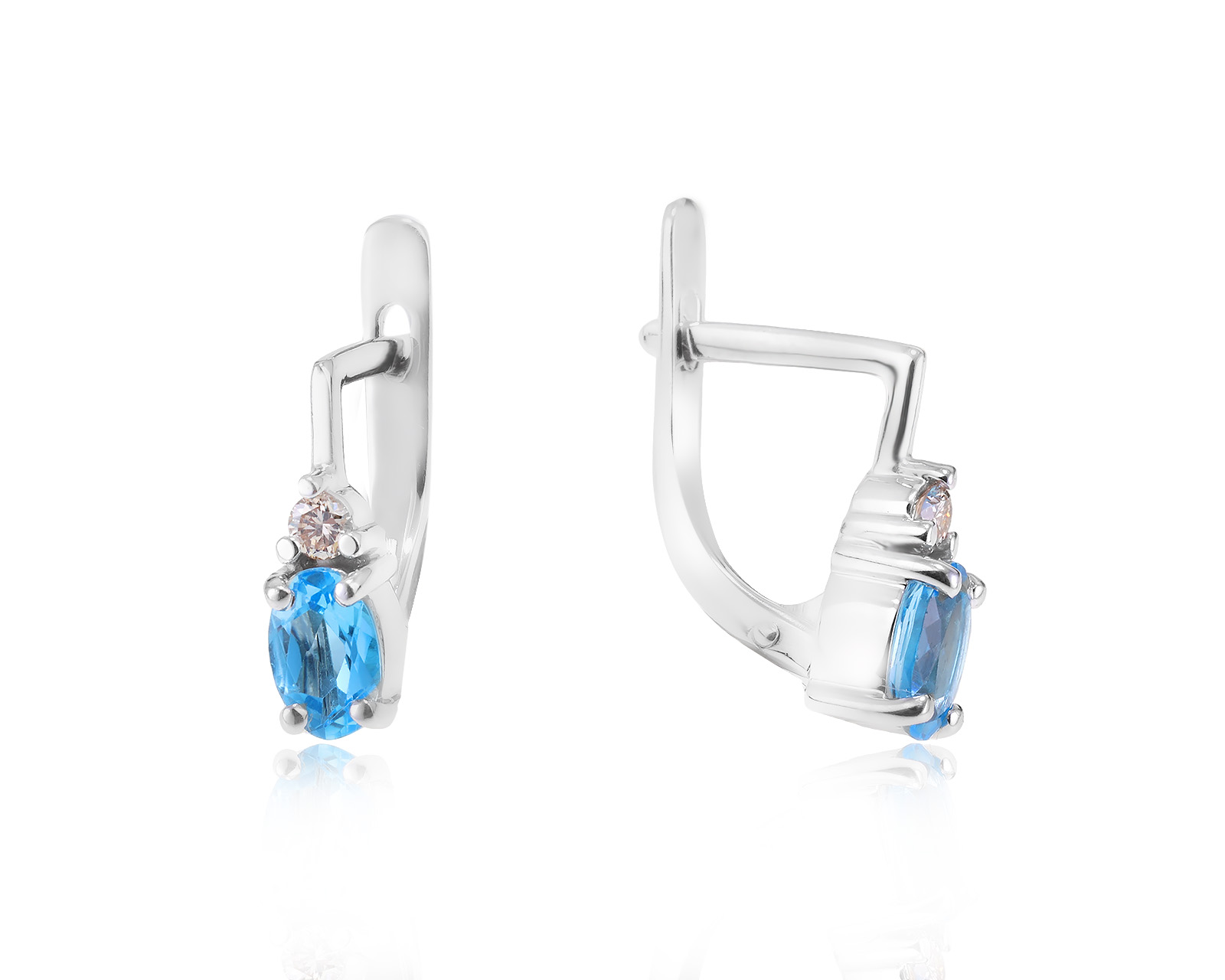 Золотые серьги с топазами 0.74ct и бриллиантами 0.08ct 010224/3