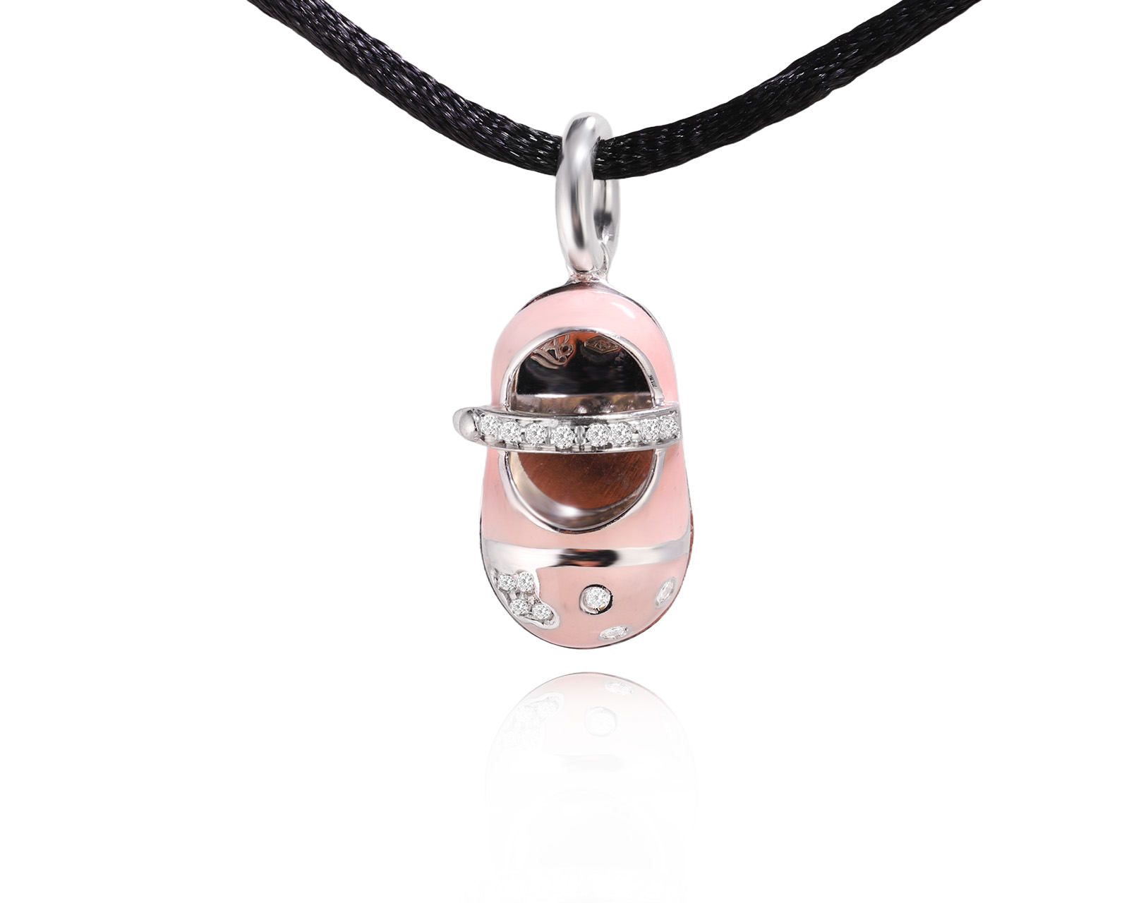 Оригинальный золотой кулон с эмалью Aaron Basha Baby Shoe 261225/4