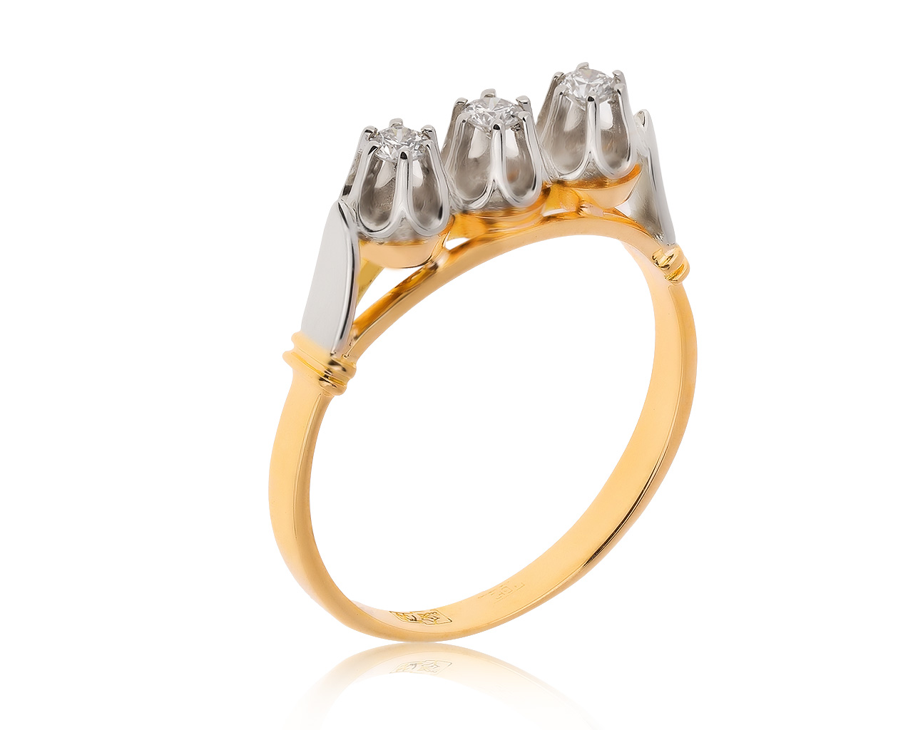 Солидное золотое кольцо с бриллиантами 0.16ct