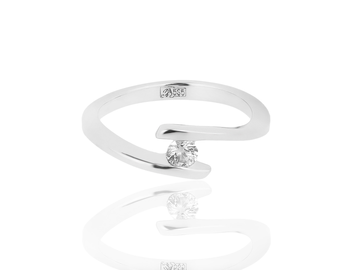 Золотое кольцо с бриллиантом 0.14ct 270218/4 Золотое кольцо с бриллиантом 0.14ct 270218/4