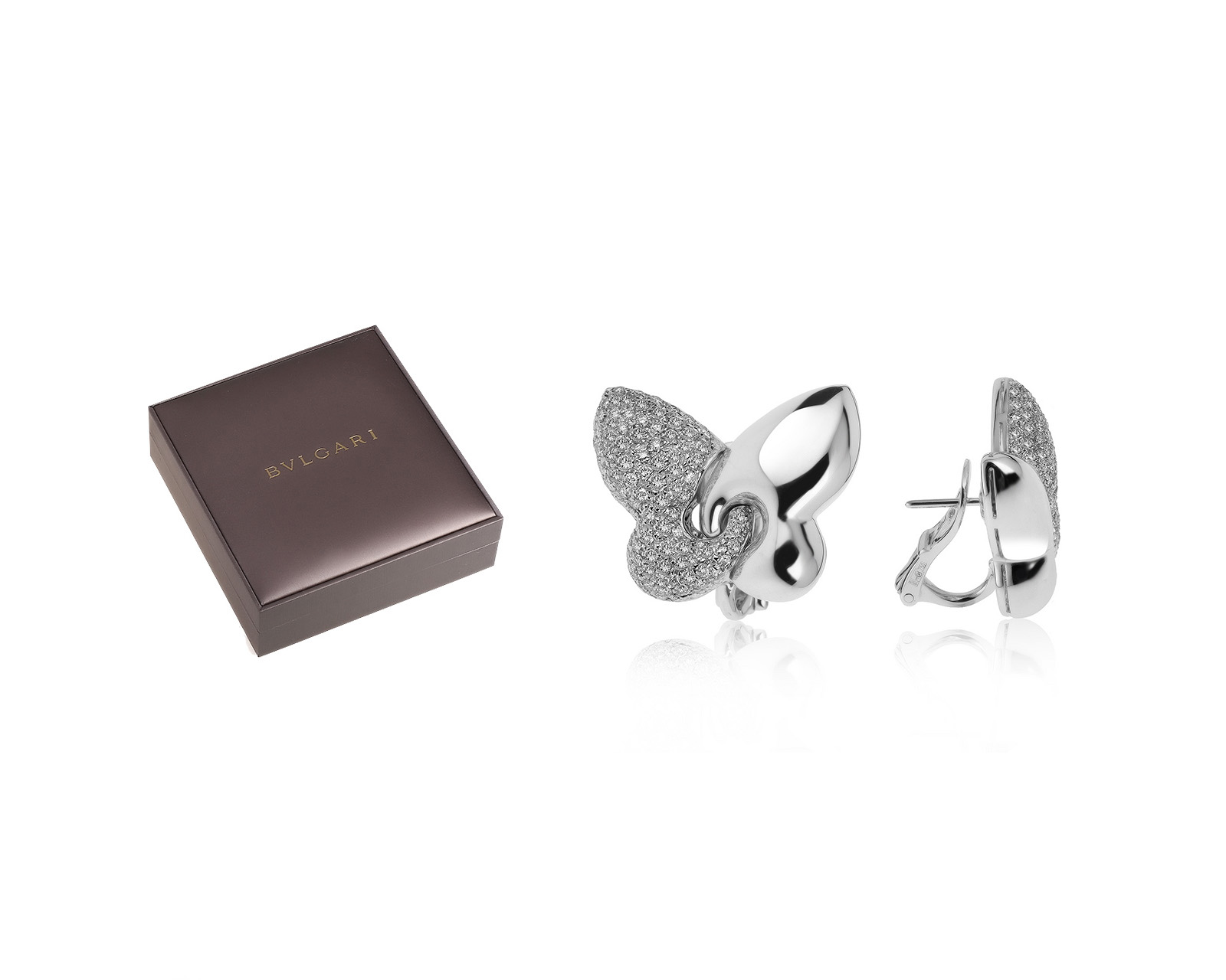 Оригинальные золотые серьги с бриллиантами 1.95ct Bvlgari Butterfly
